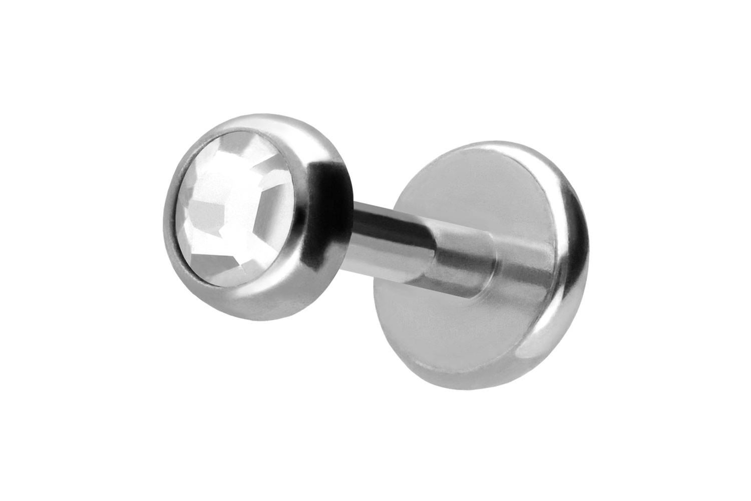 Titan Labret Piercing mit Push Fit KRISTALLDISC